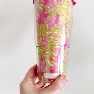 Lilly Pulitzer pink green floral tumbler